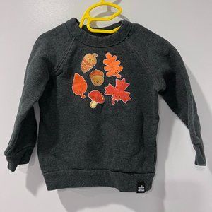 Whistle and Flute Smiley Leaves Pinecones Mushroom Print Sweater 1-2Y